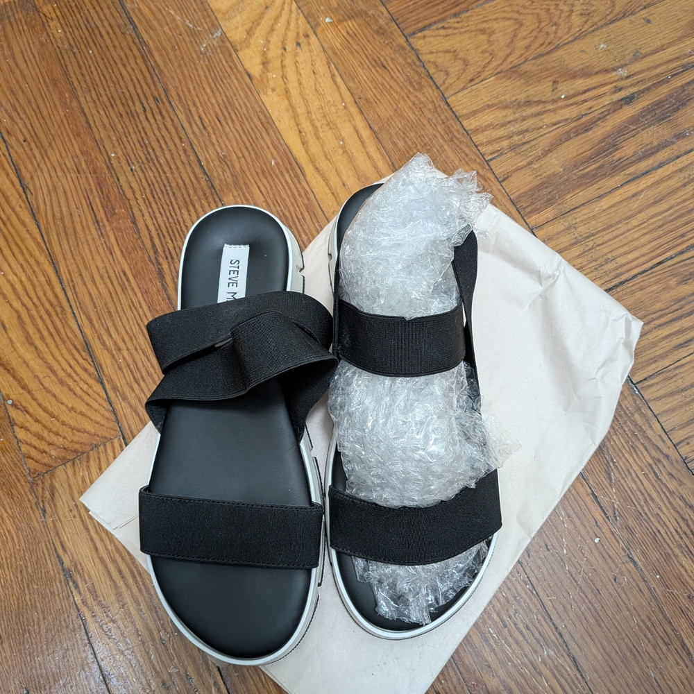 Steve Madden Black Slide Sandals